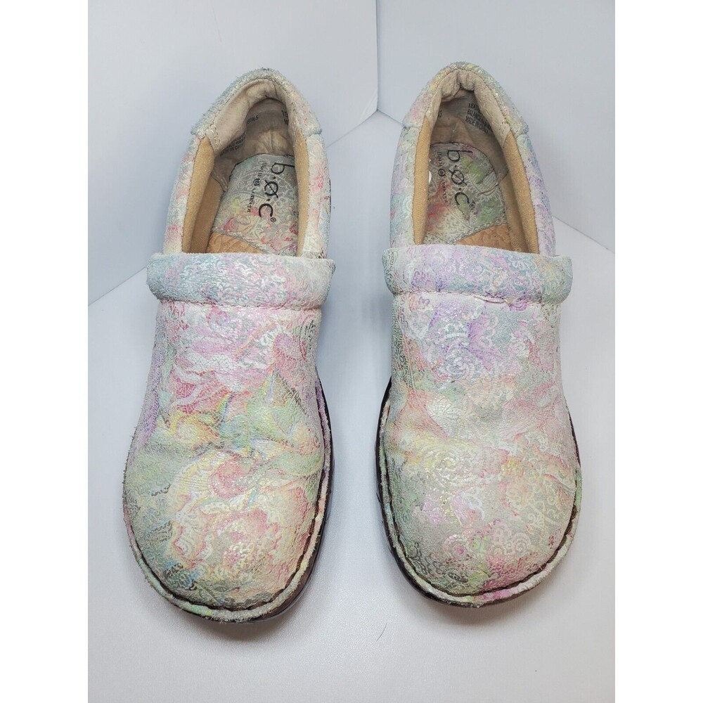 Born B.O.C Suede Pastel Floral Clogs Womens Sz 7 Slip On